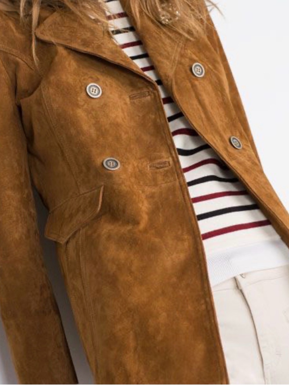 Zara Double-Breasted Suede Jacket